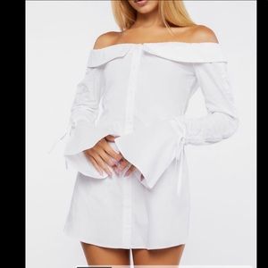 Forever 21 Women’s Poplin off the shoulder mini dress white size XL